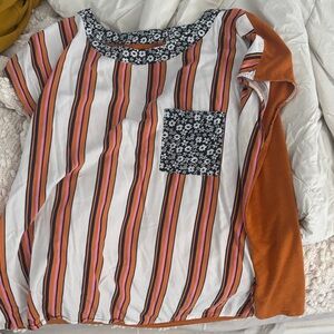 Striped Floral Pocket Women's Tee